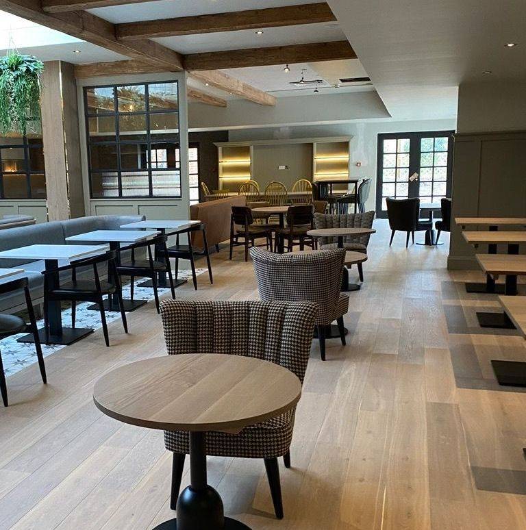 Freshly cleaned restaurant dining room